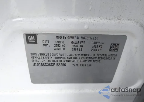 2016 Buick Lacrosse Leather from USA, damaged, VIN 1G4GB5G36GF155256